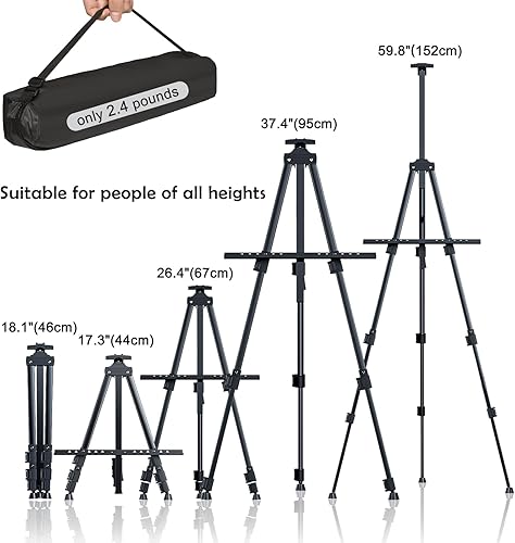 Miniatura 3 de Caballete portátil para artista, caballetes de dibujo artístico para pintar lienzos, letreros de boda y exhibición, caballete de pintura de altura