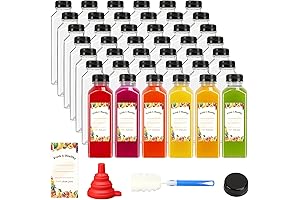 Moretoes Reusable 42-Piece 16oz Plastic Juice Bottles with Caps