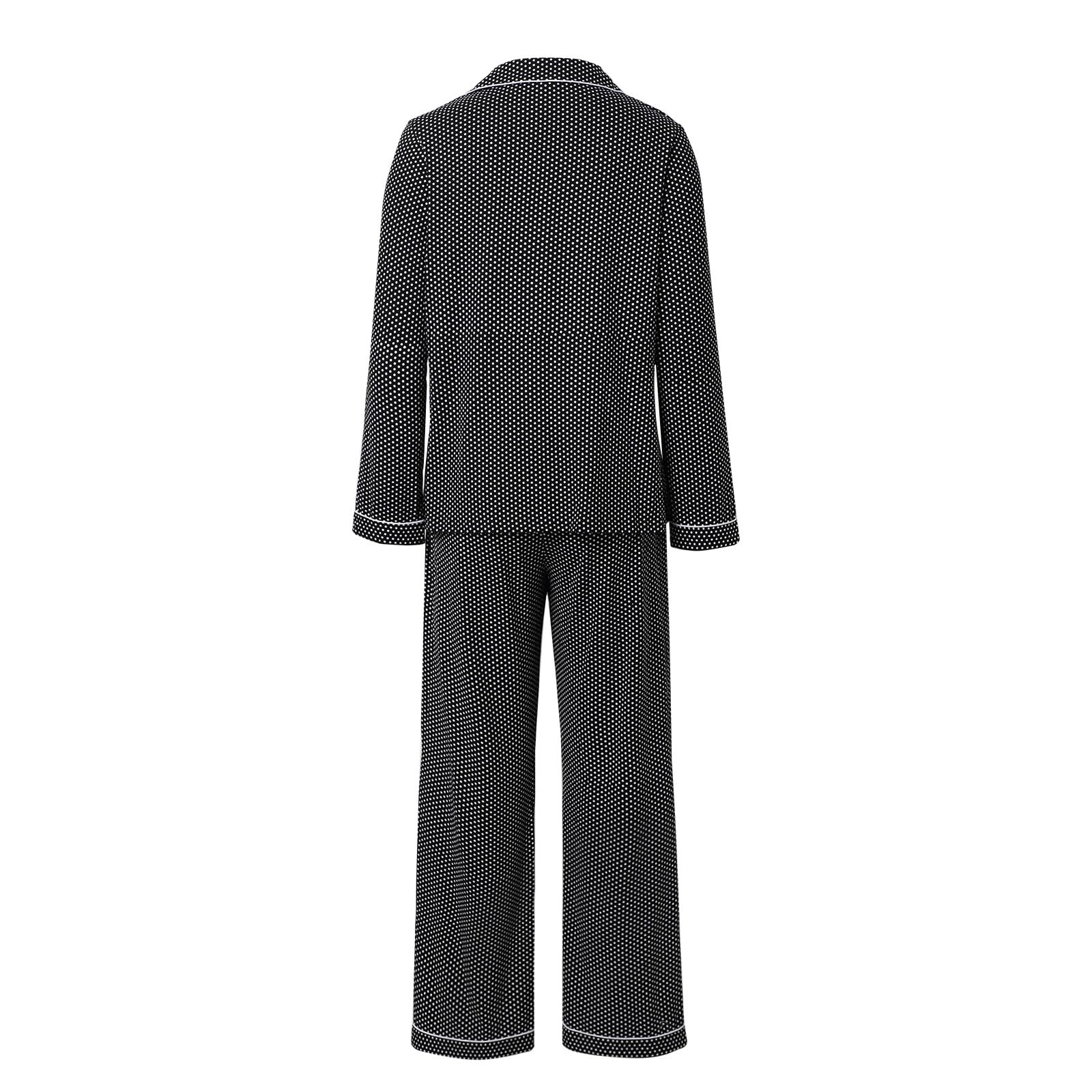 Genérico Pijama Mujer Largo - Pijama de Mujer de Manga Larga Ropa de Dormir Suave con Botones Conjunto de Ropa de Dormir