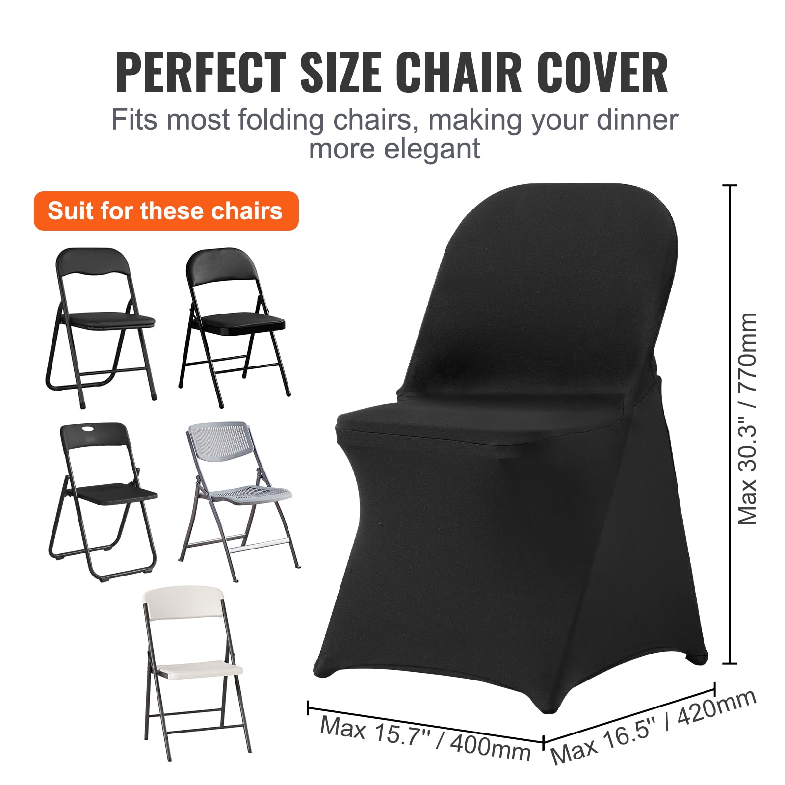VEVOR Stretch Spandex Folding Chair Covers, Universal Fitted Chair Cover,  Removable Washable Protective Slipcovers, for Wedding, Holiday, Banquet