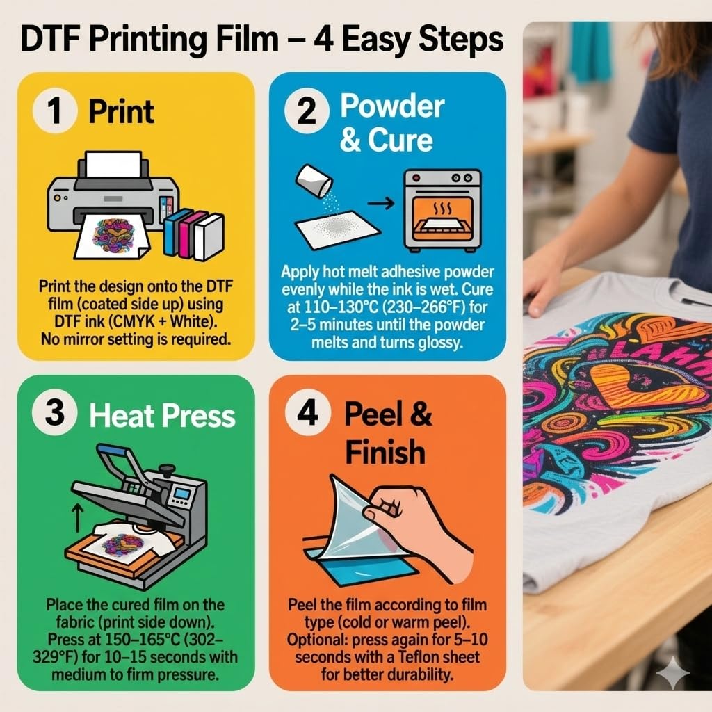 Papier Transfert DTF, 33cm x 100m Rouleau Brillant Film de Transfert Thermique PET pour Sublimation Rojets d'Impression DIY, Compatible avec Toutes les Imprimantes à Jet d'Encre