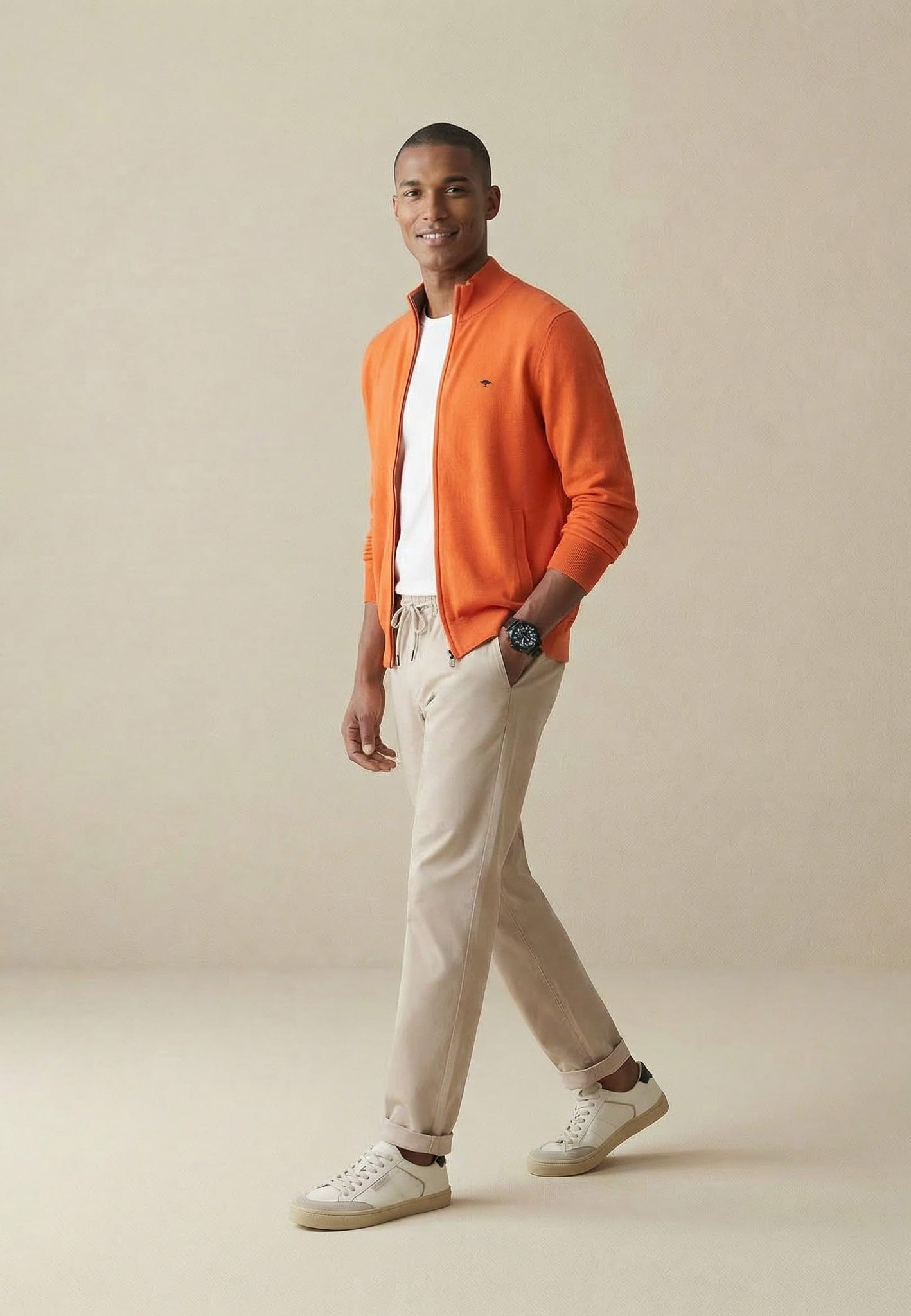 FYNCH-HATTON Strick-Cardigan aus Baumwolle mit Reißverschluss im Casual-Fit