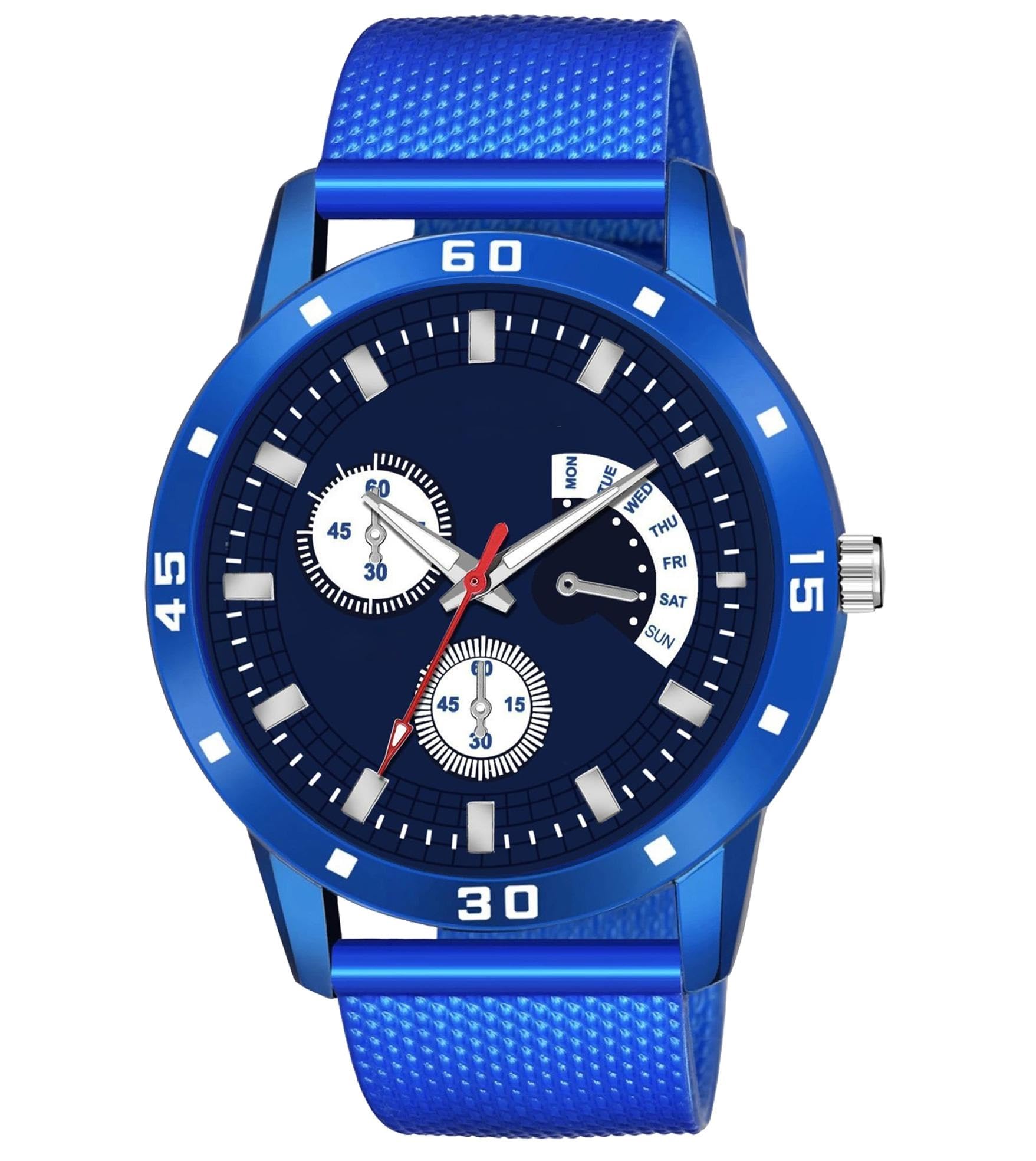Blue Dial PU Strap Stylish Analog Watch for Men-AVOBLEE-PU-KASDO-Black_976-image-11