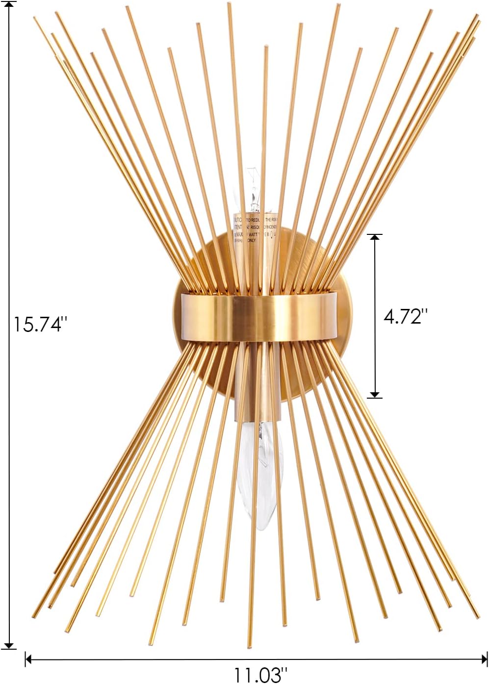 VILUXY Mid-Century Plug in Wall Sconces Antique Brass Brush Paint Finish with Starburst Shade and ON/Off Switch Cord for Bedside, Bedroom, Hallway, Entryway, Passway, Vanity 2 Pack