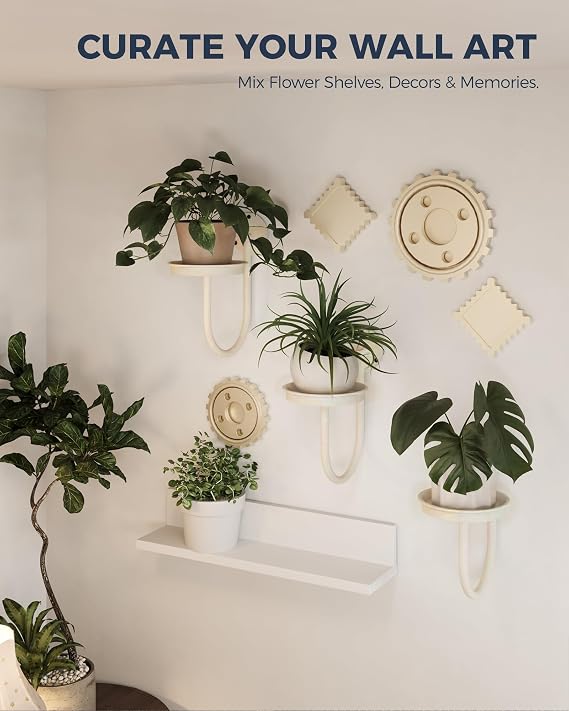 Bamworld Wall Plant Holder for Hanging Planters, White, 3pcs