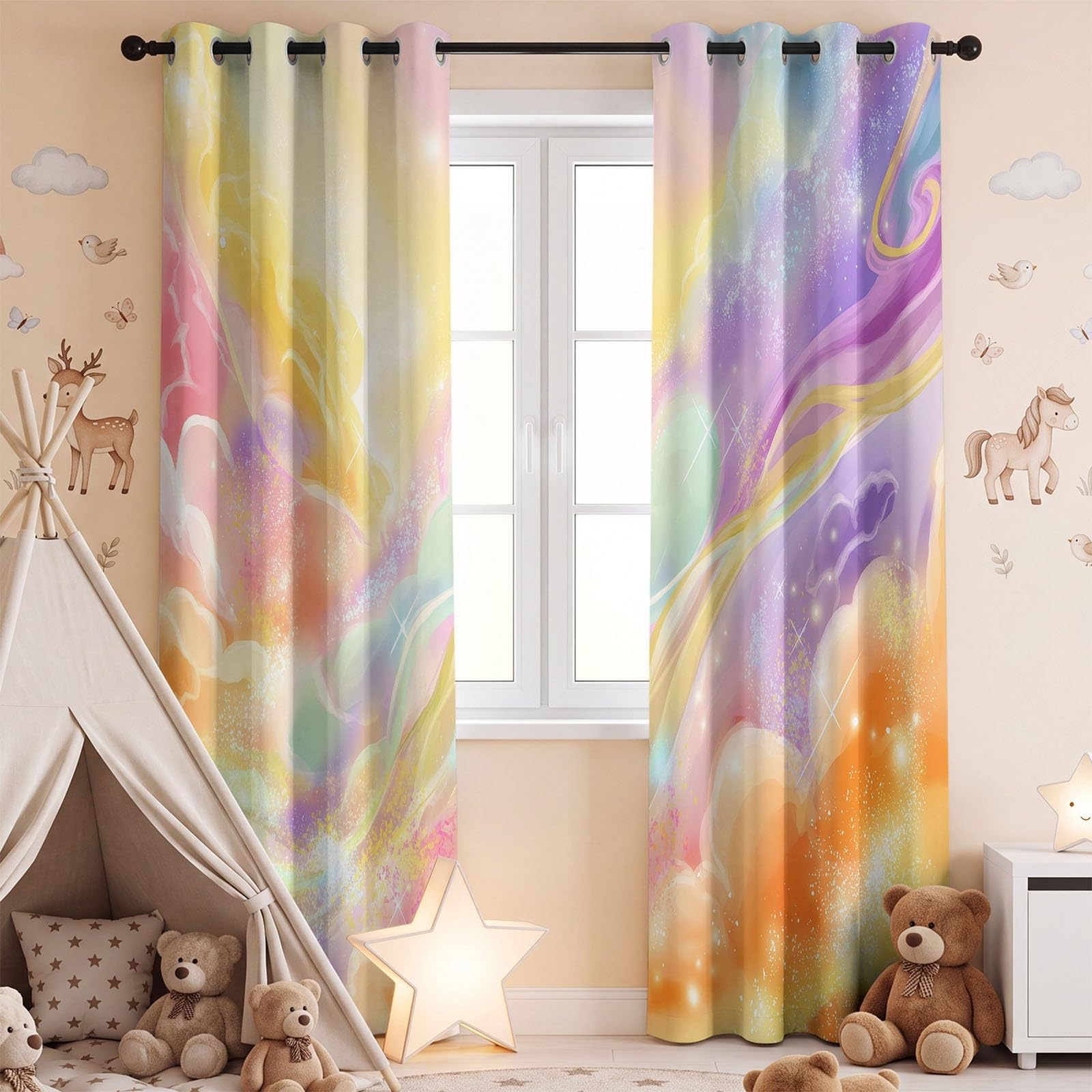 Générique Rideau Occultant Fantaisie Rêveur Salon Moderne Thermique Isolant Anti Froid Polyester 2 Pièces 135 x 245 CM Rideaux De Fenêtre Éthéré Nuage pour Chambre Cuisine Décoration
