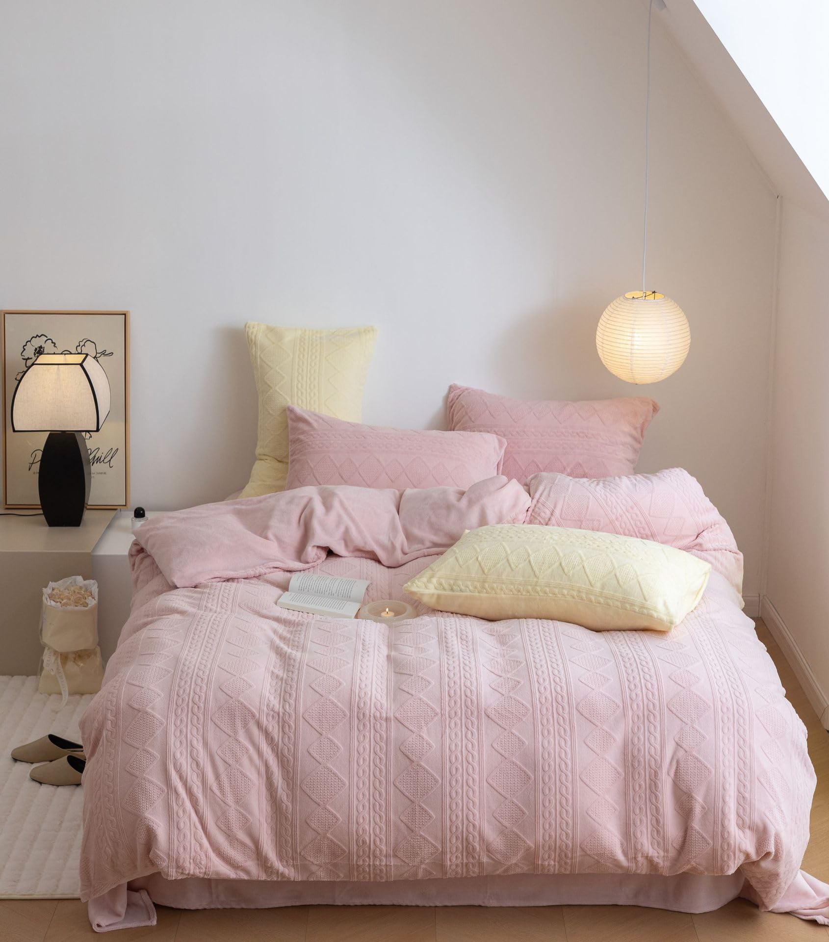 Parure de lit rose pour lit simple - Idéal pour sublimer votre décoration d'intérieur
