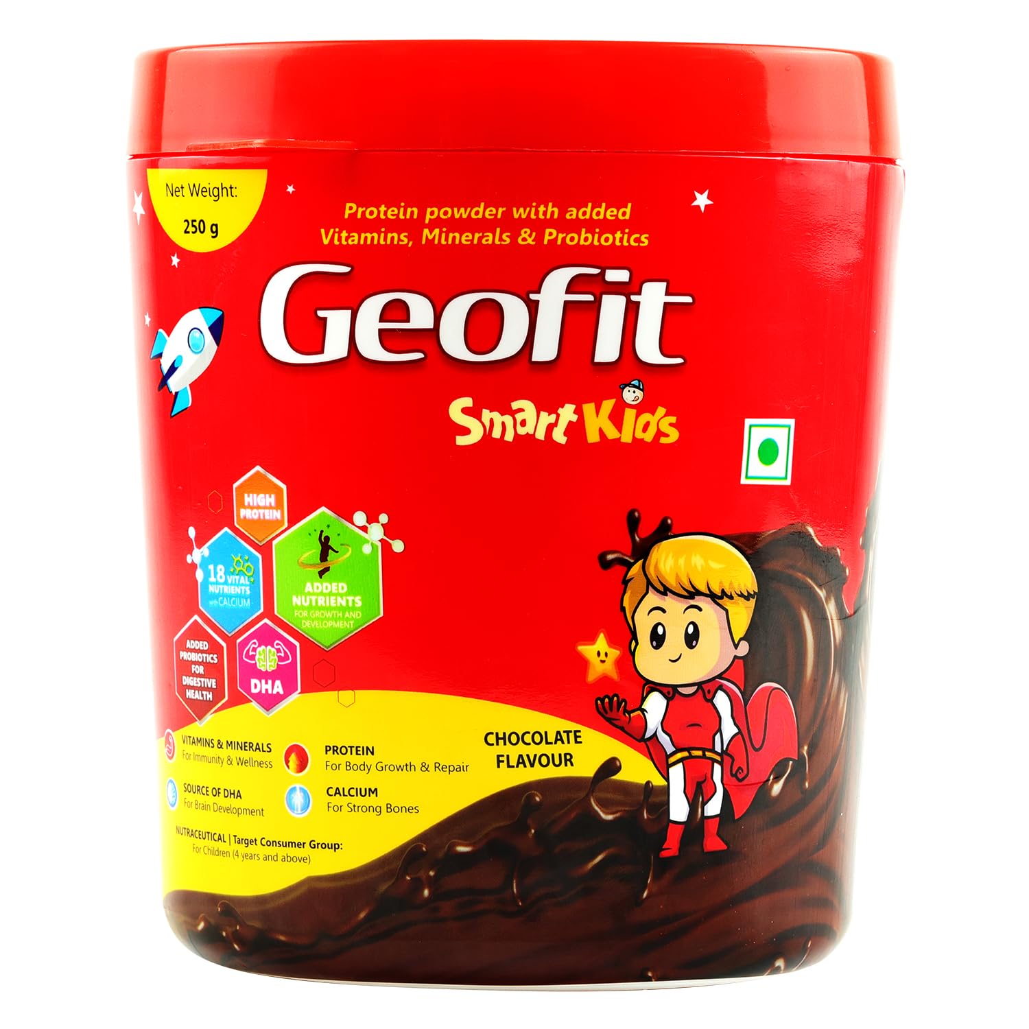 Geofit Smart Kids Nutritional Health Drink Protein Powder 250g, Chocolate-with Multivitamins & Multimineral,Helps in Strong, Active & Smart Kids-Energy drink powder for immunity booster & Body Growth-image-35