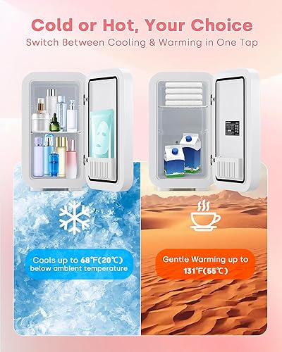 Miniatura 4 de Enventor Mini refrigerador para el cuidado de la piel, refrigerador pequeño para dormitorio, refrigerador de belleza para maquillaje con espejo LED