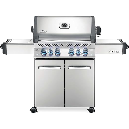 Napoleon P500RSIBPSS-3 Prestige 500 RSIB Propane Gas Grill, sq. in + Infrared Side and Rear Burner, Stainless Steel