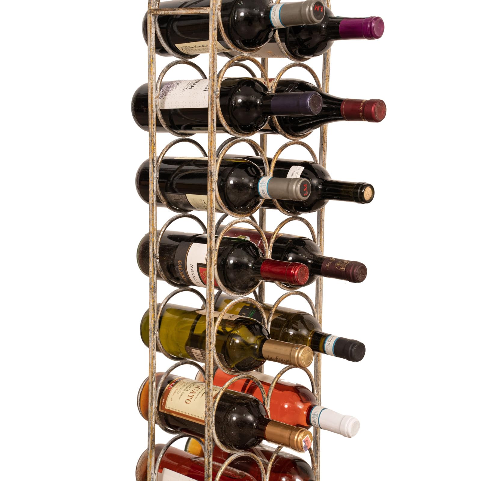 Biscottini Botellero de hierro forjado 105 x 12 x 24 cm – Botellero para 16 botellas – Enfriador de vino blanco antiguo