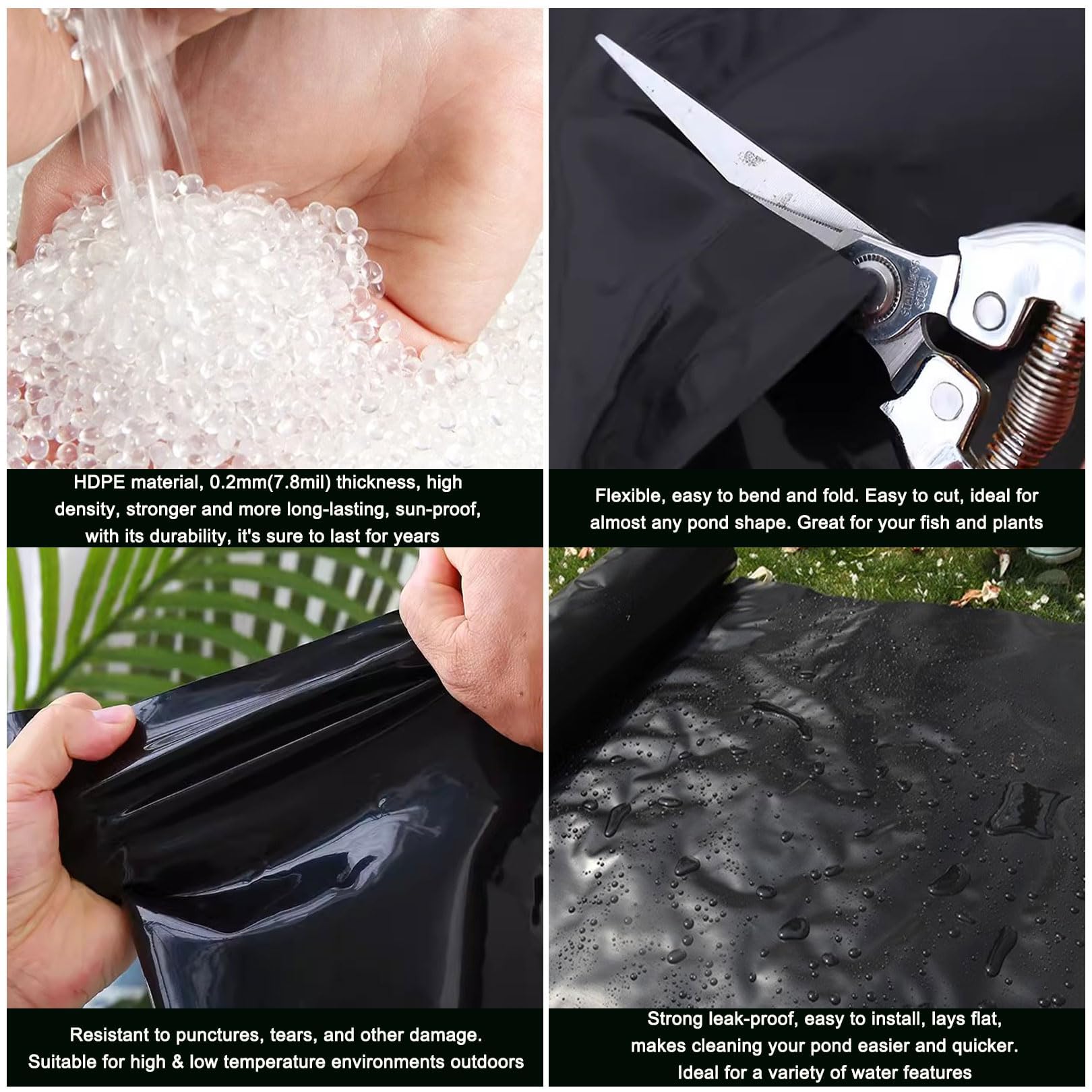 Rete da giardino flessibile resistente agli strappi da 0,2 mm, per stagni Koi e piscine per pesci, copertura in rete nera, dimensioni 7 x 8 m, per una protezione efficace e versatilità