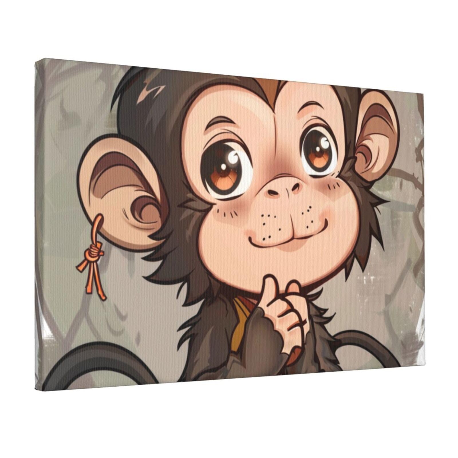 YKLJG Monkey art Printed Wall Art Canvas Prints 45x30 CM Wooden Framed Picture Painting Artwork for Bedroom Kitchen Home Office Decor