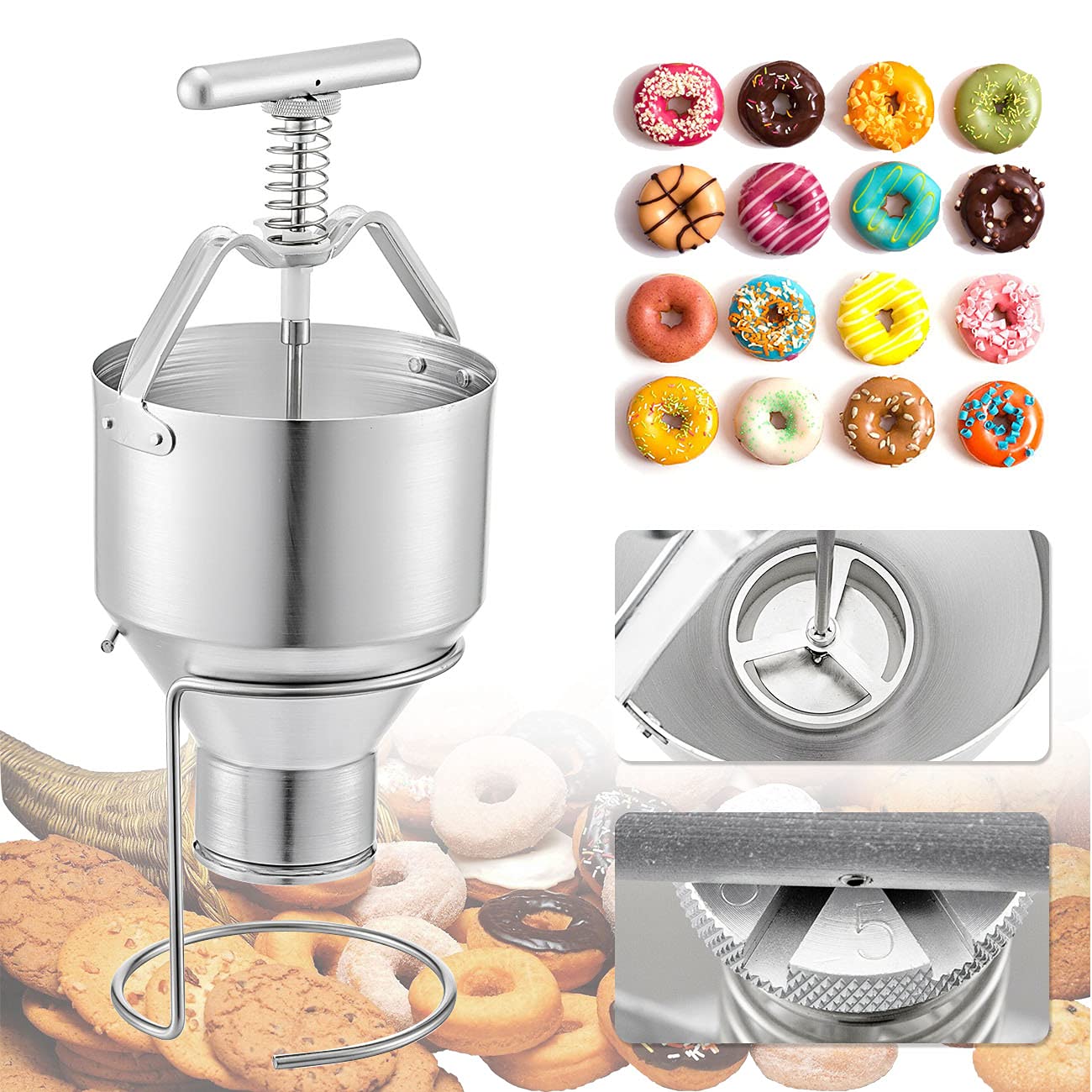 Buy HOMIER Commercial Manual Donut Maker 5L Stainless Steel Mini Donut