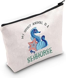 LEVLO Funny Seahorse Cosmetic Make Up Bag Seahorse Lover Gift My Spirit Animal Is A Seahorse Makeup Zipper Pouch Bag For Women Girls, Seahorse Spirit Animal