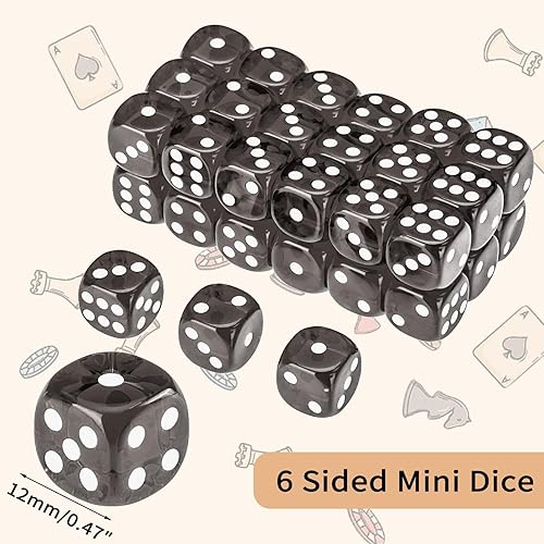 Miniatura 160 de Juego de 36 dados mini de 0.472 in, 6 caras, juego de dados con patrón de perlas, 6 dados estándar para Yahtzee, Bunco o enseñanza de matemáticas