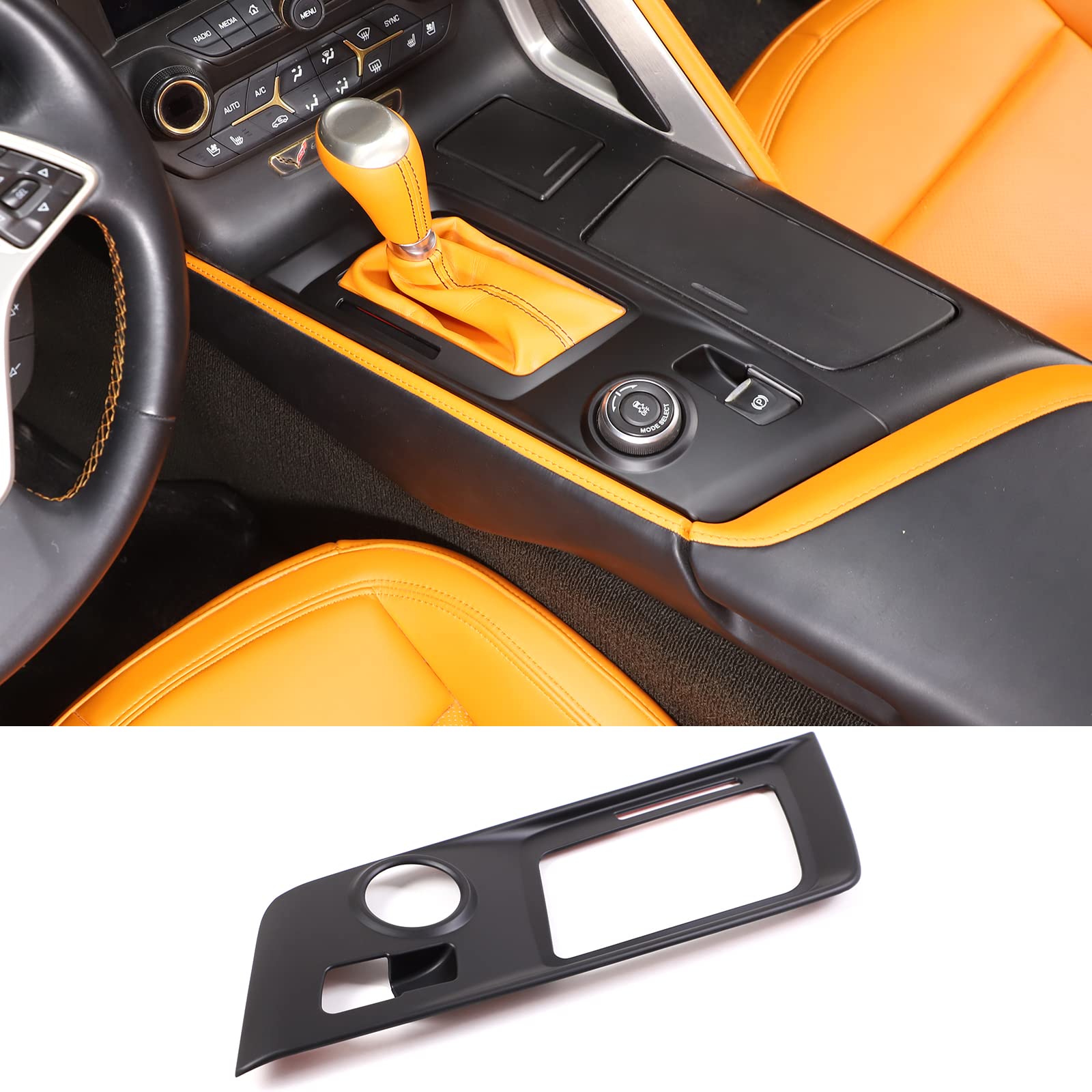 Sekhyna Gear Shift Panel Cover Trim ABS 1PCS Compatible with Corvette C7 Stingray 2014-2019 Center Console Frame Trim Molding Cover Accessories (Matte