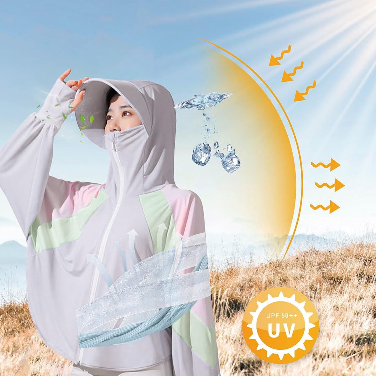 PALAY Sunscreen Jacket for Women UPF 50 Quick Dry Grey 1