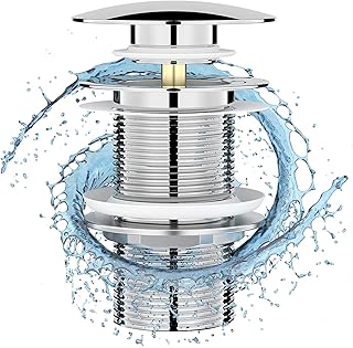 Bonicxane Pop Up Basin Waste - UnSlotted Click Clack Bathroom Sink Plug in Chrome Finish - Modern Sink Waste Kit without Overflows.