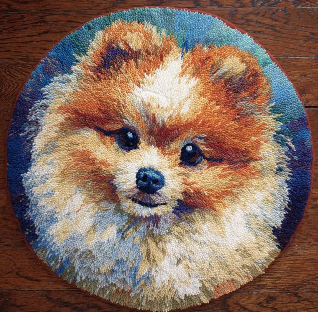 Kitquiver DIY Latch Hook Rug Kit for Aldult,Pomeranian 50X 50Cm
