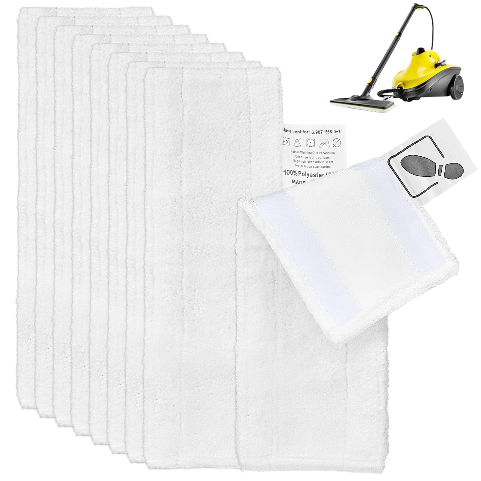 TAIANJI 8 Pack Microfibre Floor Cloth Pads for Karcher EasyFix SC2 SC3 SC4 SC5 Series Steam Cleaner Accessories, Effective Water Absorption (White)
