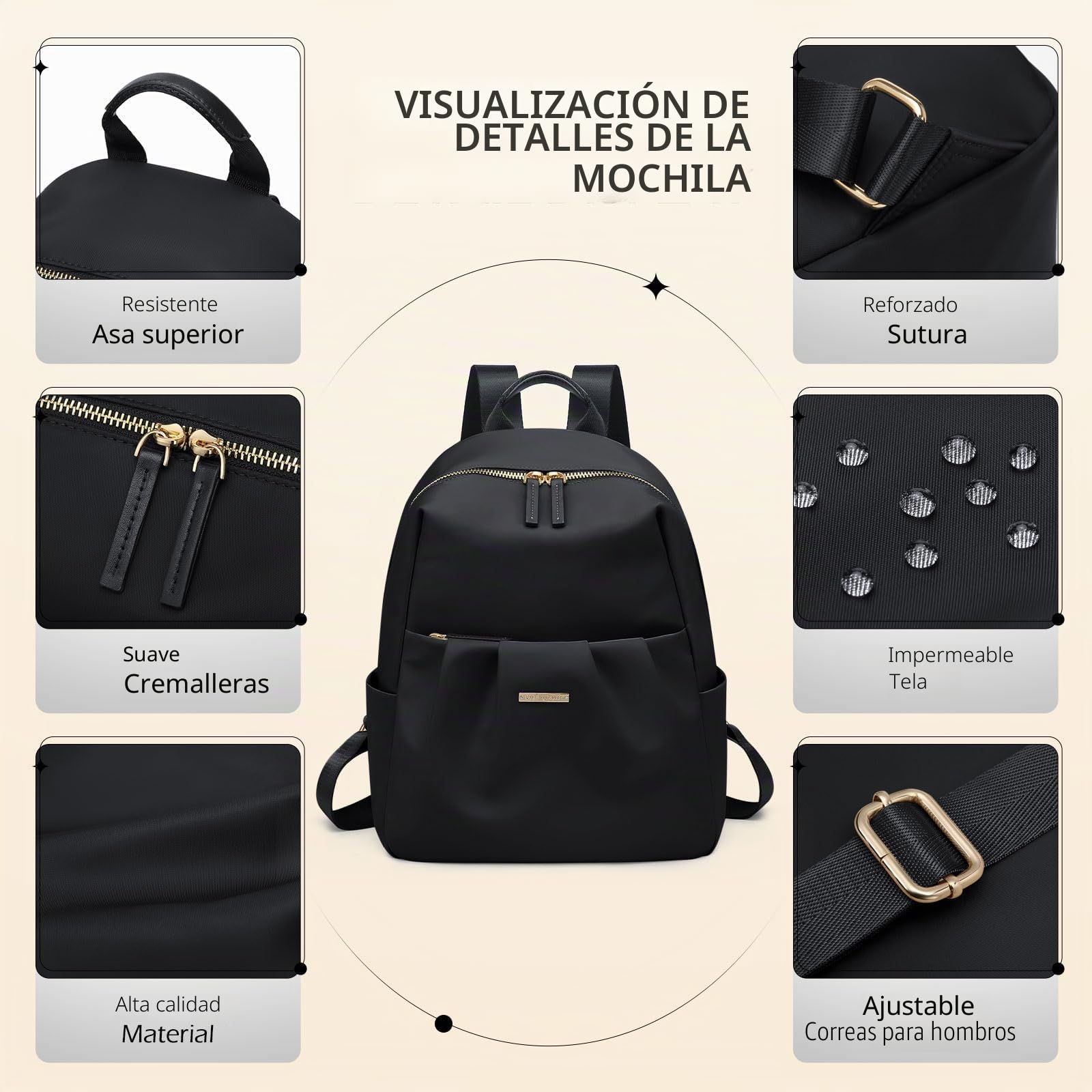 Mochila Mujer Pequeña Mochilas Portátil 13 Pulgadas Ordenador Backpack Mochila Bolso Mochila Viaje Antirrobo, Impermeable Casual Mini Backpack para Oficina Universidad Compras Uso Diario