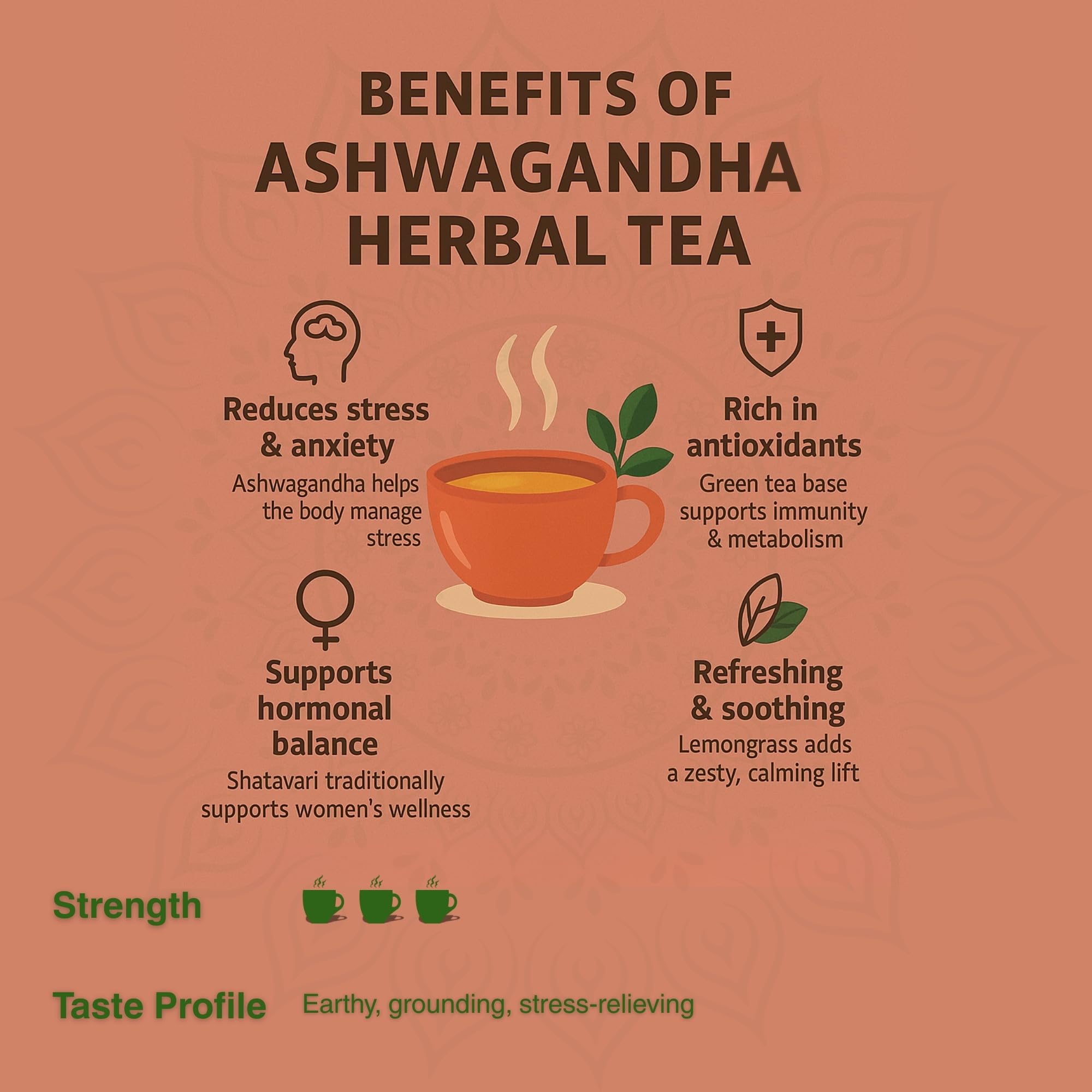 Brewora Ashwagandha Tea | Adaptogenic Blend for Stress Relief & Sleep Support | Loose Leaf | No Tea Bags | Natural Ingredients | Resealable Pouch. (100 gm) 2