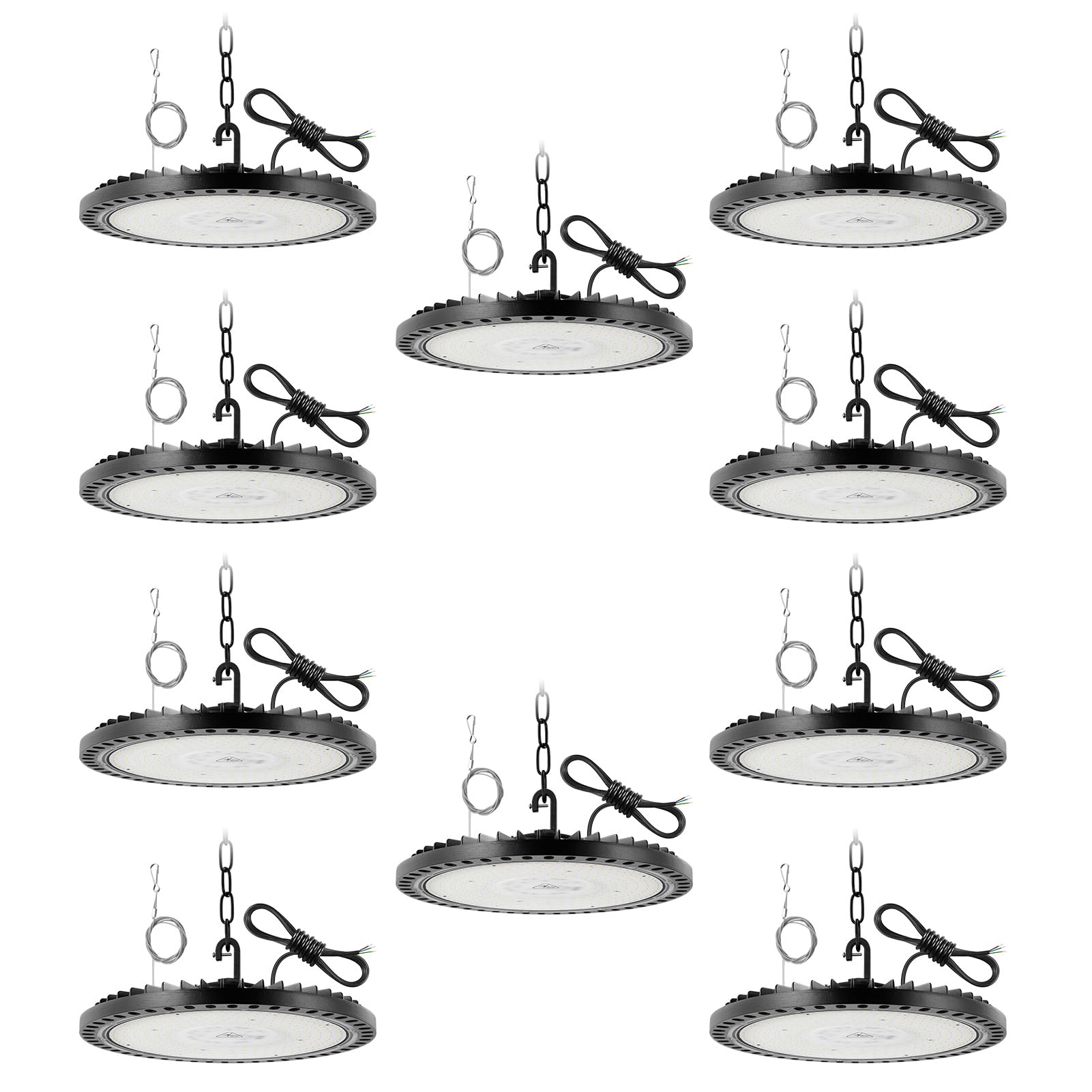 Bellanny 10Packs 300W LED UFO High Bay Light, 10000LM 6500K Daylight White Industrial UFO Lamp, IP65 Waterproof Ultra Thin LED Warehouse Lighting for Workshop Factory Garage
