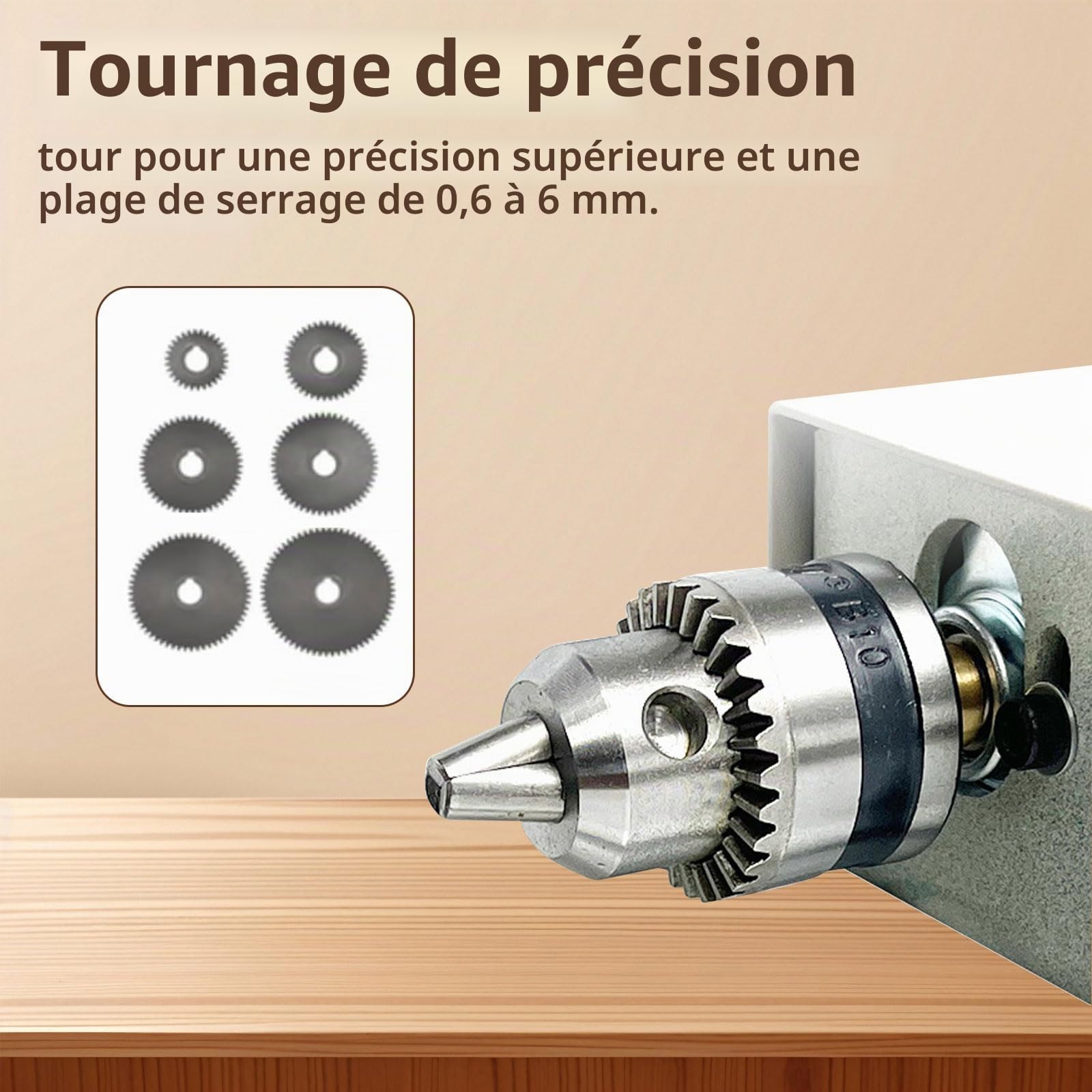 Mini tour en métal, 96 W, 4000-9000 tr/min, 7 vitesses, plage de serrage de 0,6 à 6 mm, tour de table pour le travail du bois DIY
