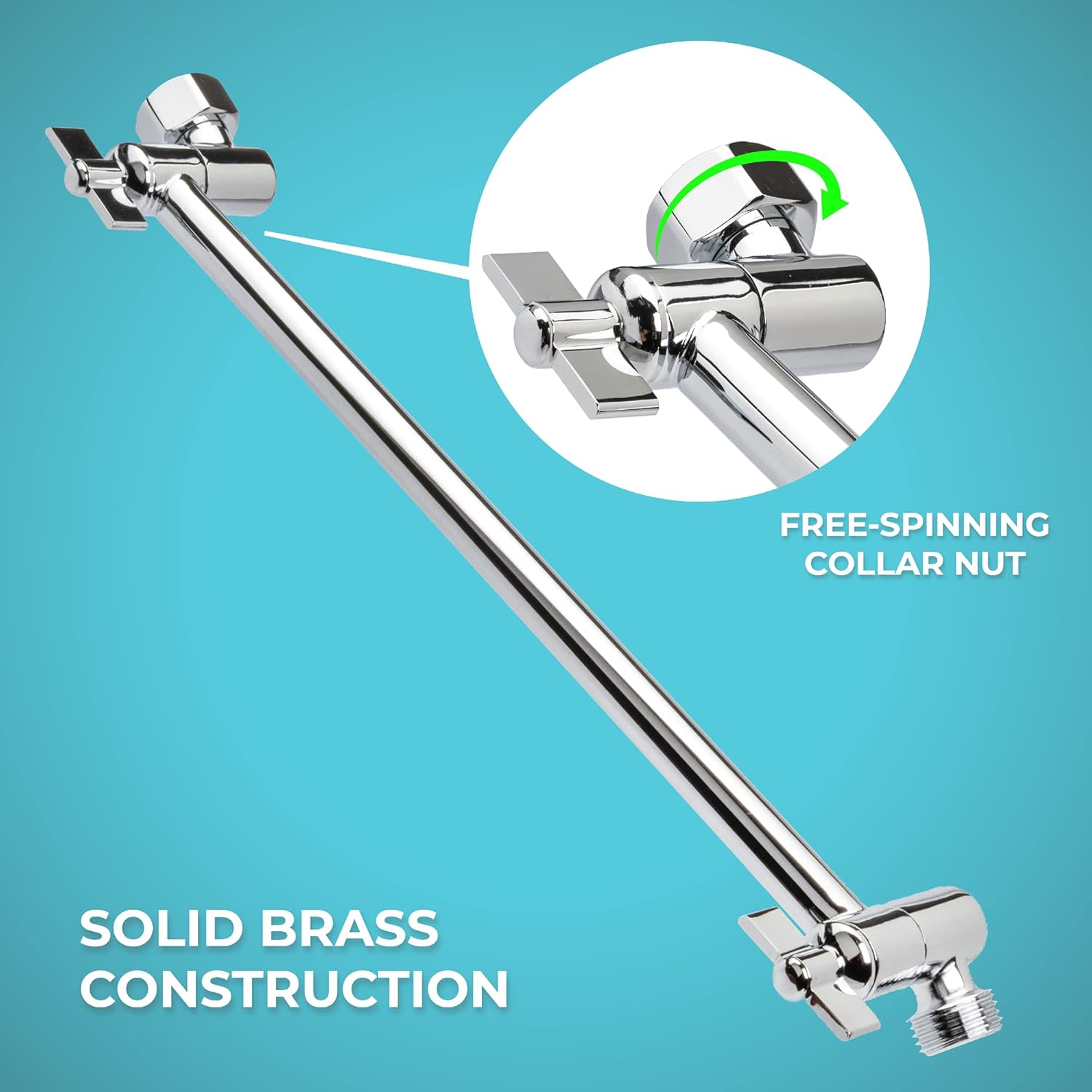 ZYNAFLO Shower Head Extension Arm 12Inch Adjustable Showerhead