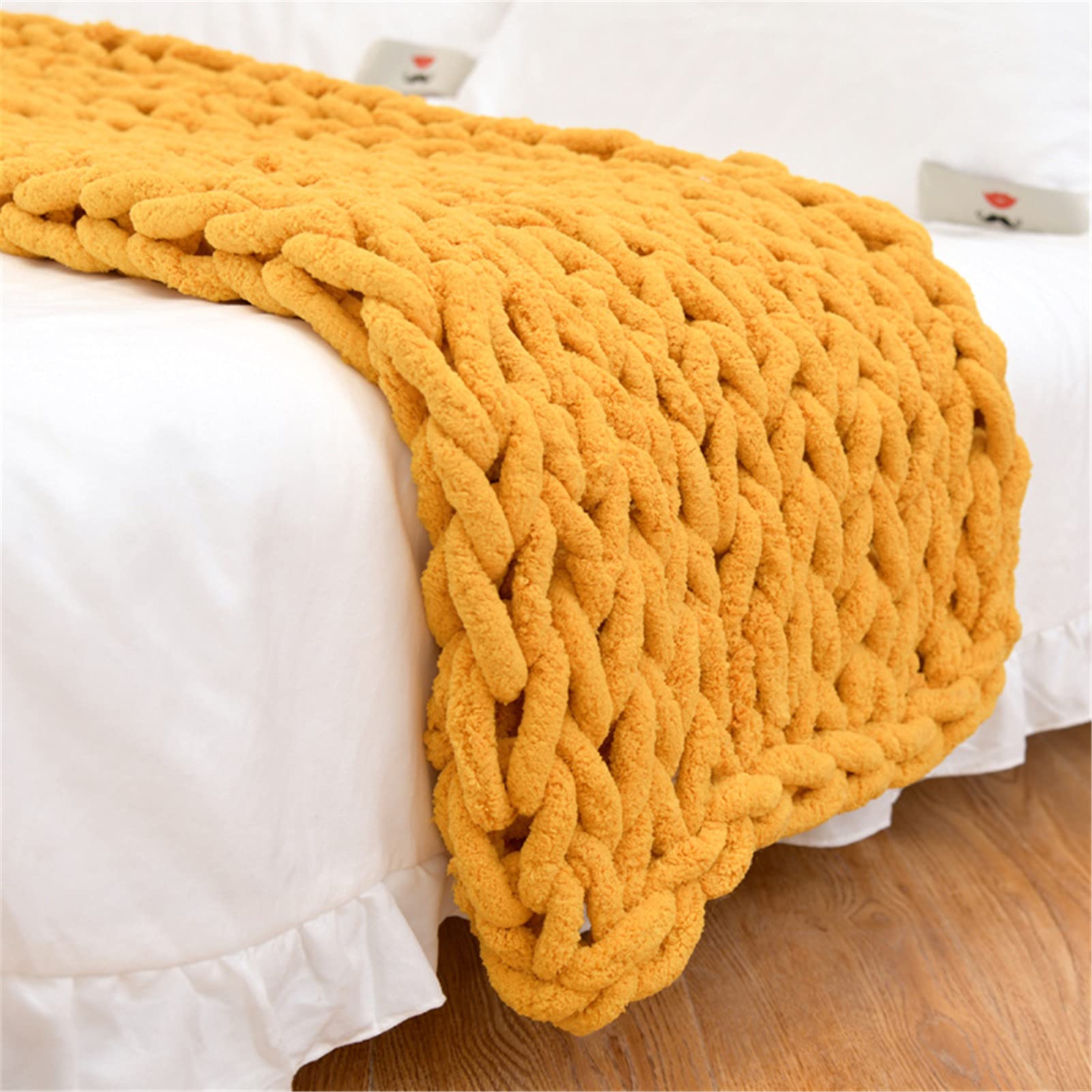 GYHH Chunky Knit Throw Blanket Throw,Chenille Handwoven Throw Cozy Warm Blanket for Bed Sofa Chair Office Boho Home Decor -Machine Washable
