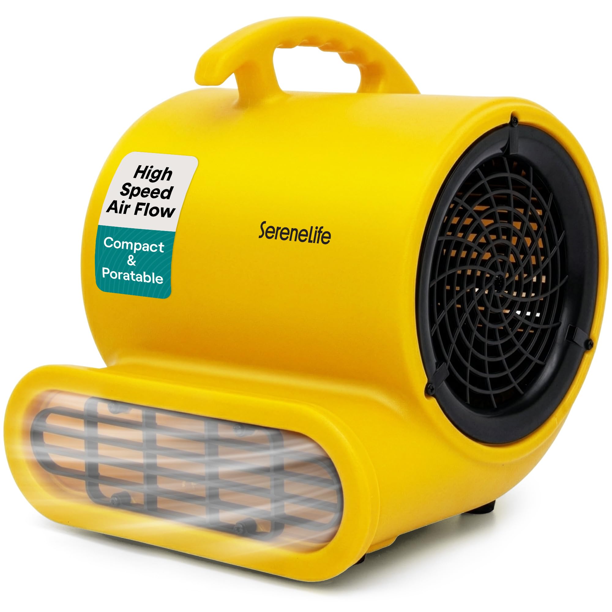 SereneLife Air Mover Blower Fan 1000 CFM – Powerful High Performance 3-Speed Fan for Floor & Carpet Drying, Portable Floor Fan w/Adjustable Tilt, Plug Multiple Units for Home Garage & Restoration Use