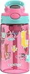 Contigo Kids Aubrey Straw Water Bottle with Leak-Proof Lid, BPA-Free Plastic, Dishwasher Safe, Blue Raspberry Lime Skater, 14 oz (414 mL)
