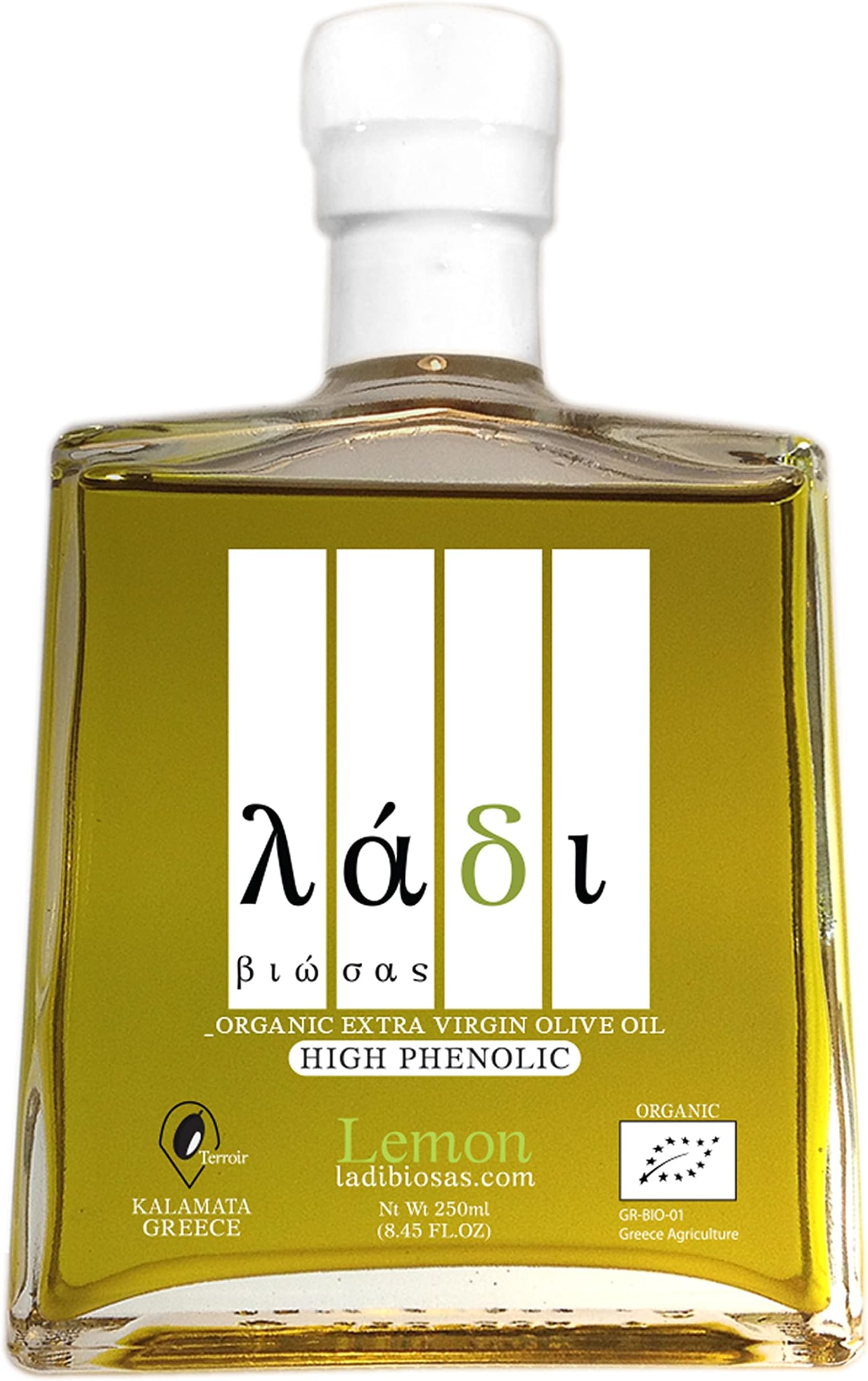 Ladi Biosas Greek High Premium Organic Extra Virgin Olive Oil with Lemon Flavour (Agrumato), 250ml
