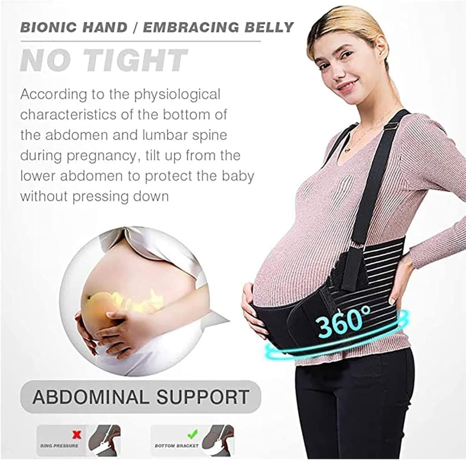 Maternity Pregnancy Support Belt with Shoulder Strap and Back Suport Breathable Comfortable, Maternity Belly Band, Relieve, Bump Support Band, Fully Adjustable Throughout Pregnancy(XXL)