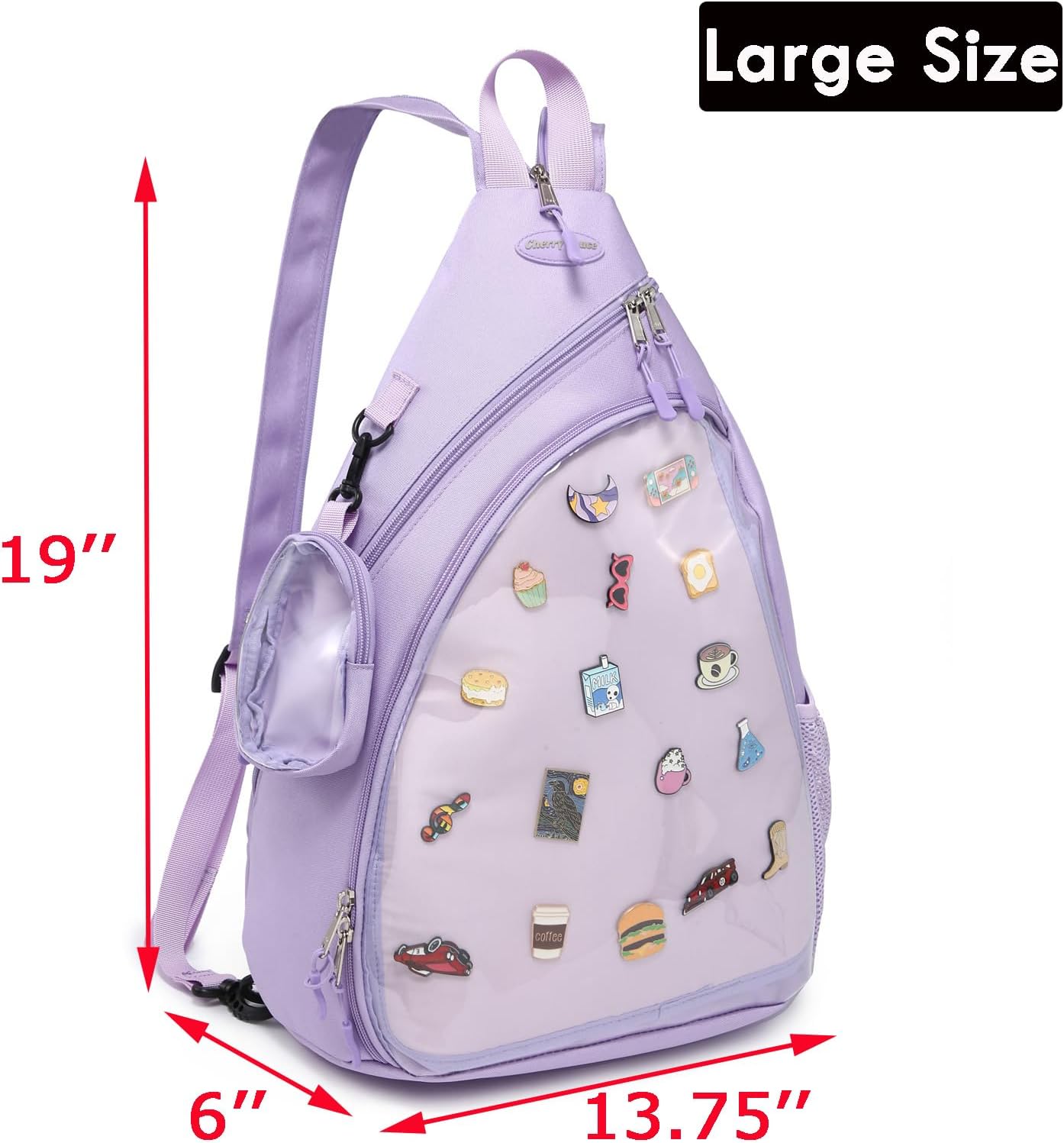 Oxford Ita Bag Kawaii Pin Display Chest Pack Single Shoulder Bag Sport Backpack Hiking Daypack, Large image 2