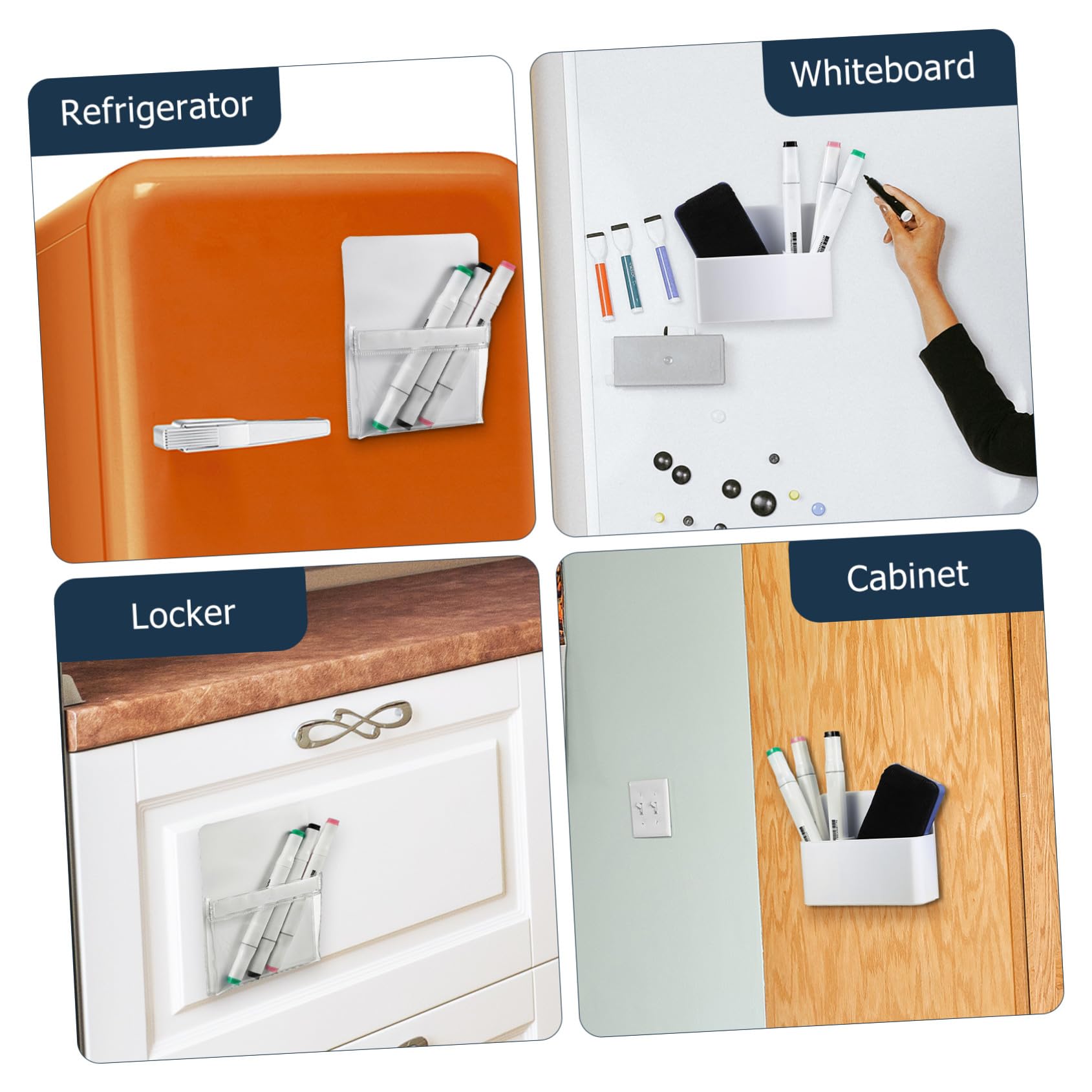 Porta Penne Magnetico da Scrivania 2 Pezzi in Abs Pvc