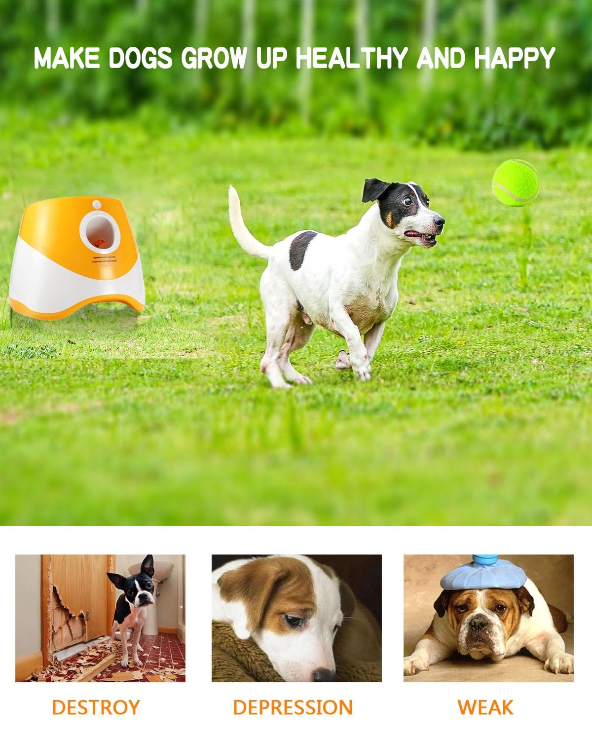 Lanceur de balle automatique pour chiens, lanceur de balles pour chiens avec 12 balles de tennis, lanceur de balles pour chiens de grande taille, lanceur de balle de tennis pour petits chiens, machine