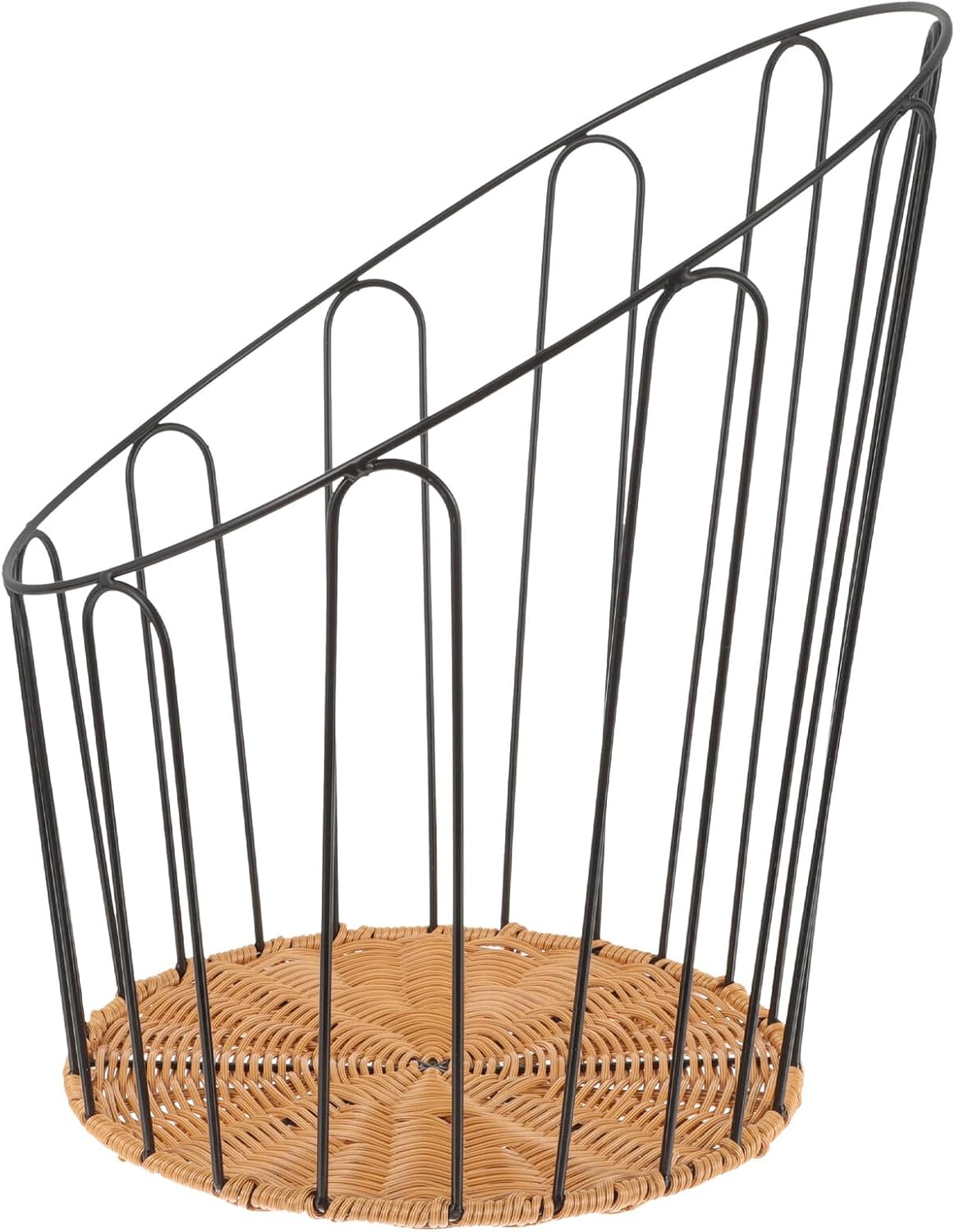 Rustic Iron Bread Basket Hollow out Woven Storage Basket for Kitchen Counter and Bakery Display