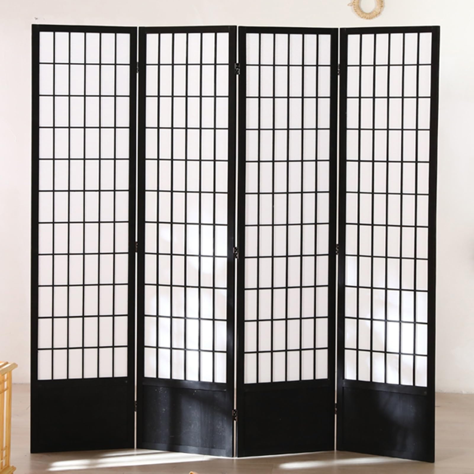 Floor Standing Folding Screens Room Divider, Area Separator | Side Awning | Privacy Screen, Balcony Studio Temporary Room Separating Divider(Black,200cm(78 3/4"))