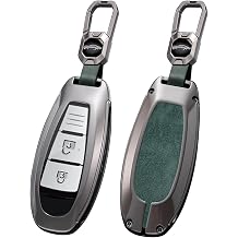 Key Fob Cover Compatible with Suzuki Swift Vitara Grand Ii Sx4 Baleno Kizashi Jimny Ignis Accessories Alloy Leather Key Shell Smart Remote Auto Key with Keychains-Short Keychian Green
