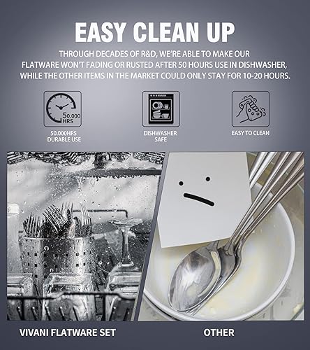 Miniatura 6 de Juego de cubiertos de 16 piezas para 4, juego de cubiertos de acero inoxidable de alta calidad, juegos de cubiertos para 4, tenedores, cucharas y