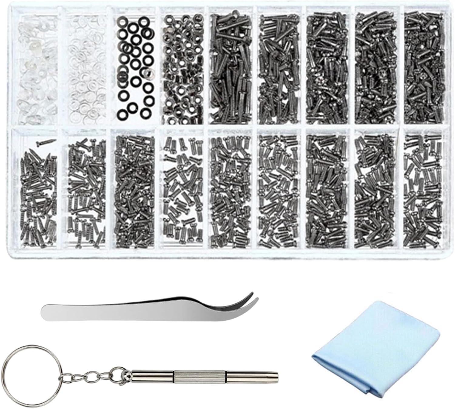 Divono 1000 Pcs Eyeglass Screws Kit, Watch Eyeglass Sunglass Spectacles