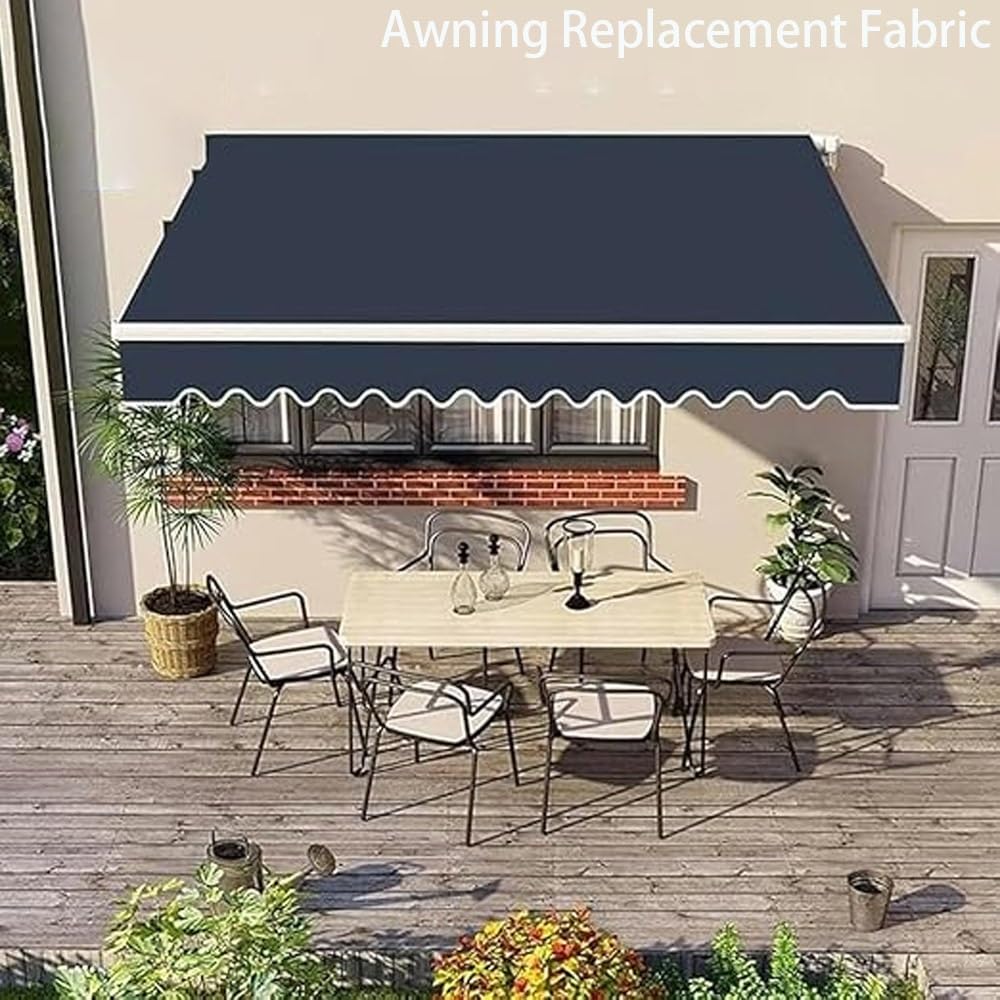 Wysuwana tkanina markizy na patio – 13 cm x 25 cm, wodoodporna osłona przeciwsłoneczna, zapasowy materiał do użytku na zewnątrz - płótno (niebieski, 5 x 2 m)