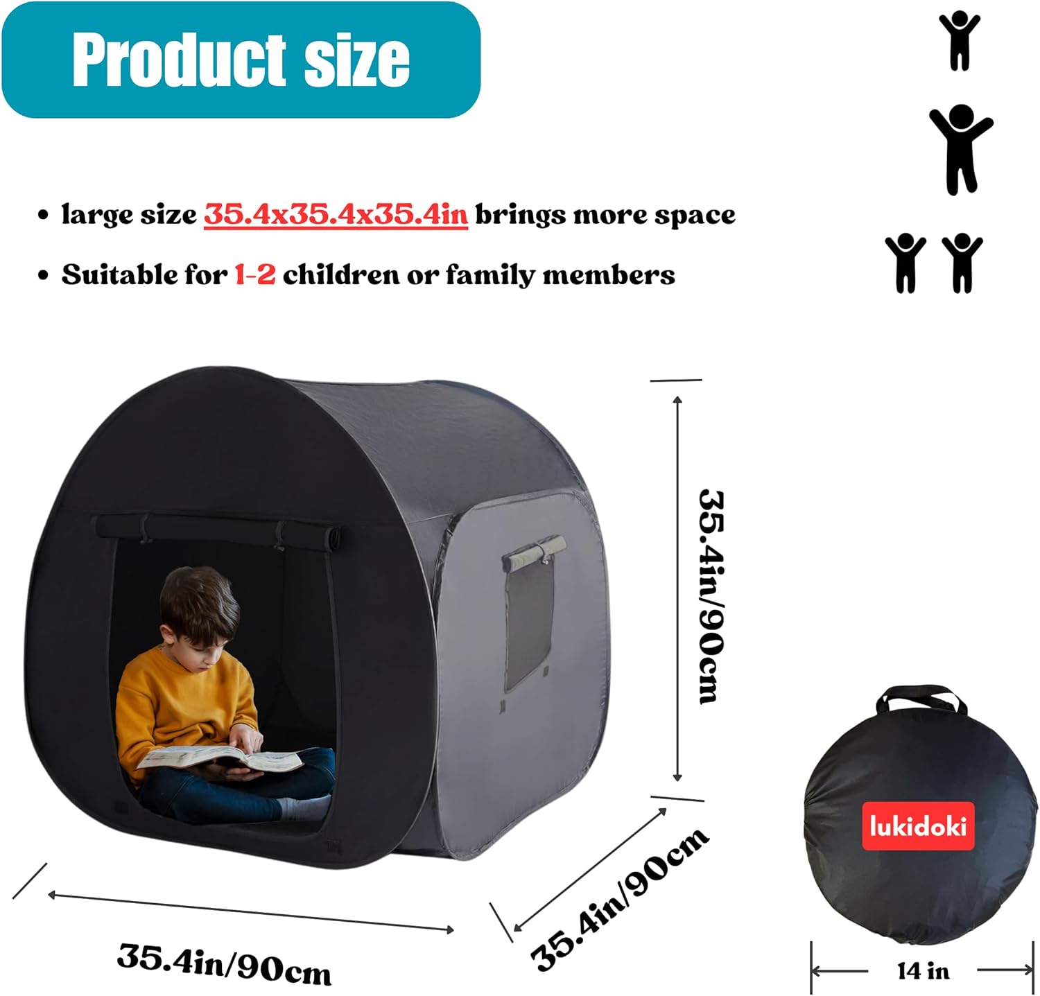 Sensory Tent for Kids with Autism - CPC Certification Sensory Calm Corner Helps ADHD, SPD Children Relax, Reduce Anxiety - Portable Pop-up Blackout Hideout Play Tent Toys Add Windows