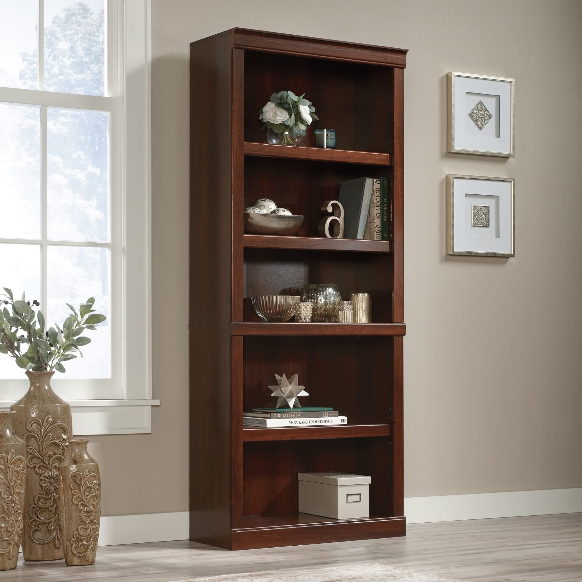 Realspace(r) 72"H 5-Shelf Bookcase, Mulled Cherry