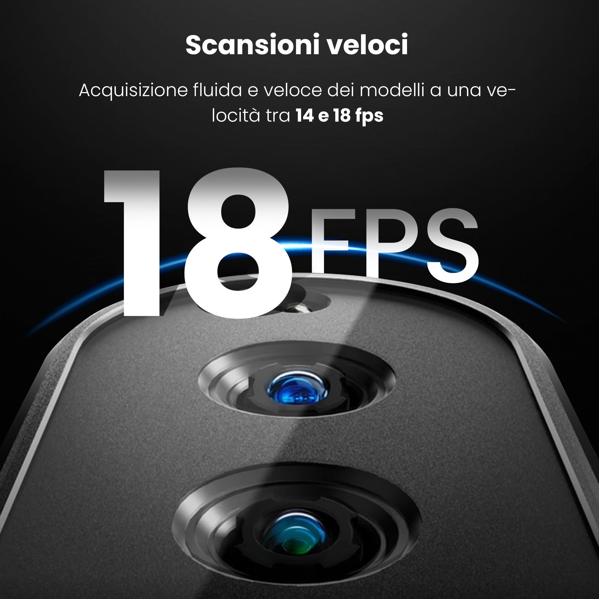 Revopoint INSPIRE - Scanner 3D per stampa 3D. Uno scanner tascabile e portatile per modelli 3D. Velocità di scansione fino a 18 FPS. Precisione fino a 0,2 mm. Scansione 3D a colori