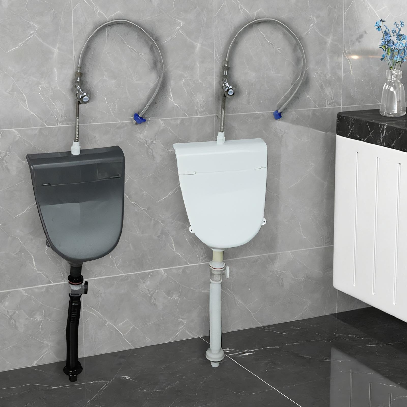 Garaje Para Urinarios - Orinal Para Hombres Montado En La Pared De 15,16 Pulgadas | Urinarios Cubiertos Con Tubo De Drenaje De Entrada De Válvula De Descarga | Casa Dormitorio Cobertizo Patio Trasero