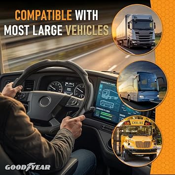 Goodyear 18 Semi Truck Steering Wheel Cover Non Slip Grip, Comfortable, Heavy-Duty Protection, Compatible with Freightliner, Bus, Trucks