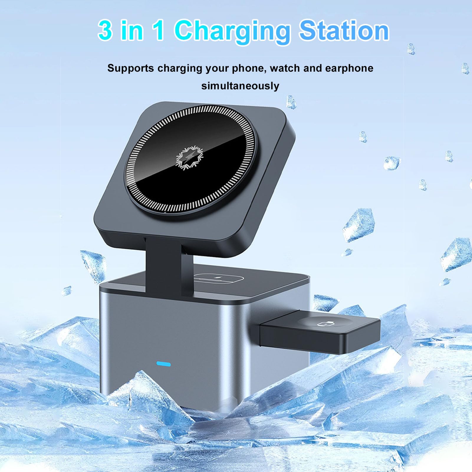 Station de Chargement sans Fil 15W Fast Magnetic 3 in 1 pour Les Montres D'écouteurs pour Les Téléphones iOS
